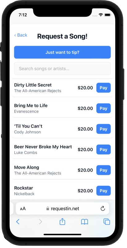RequestIn app on phone